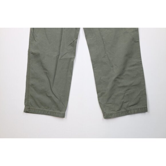 Vtg LL Bean Mens 40x30 Faded Trekking Canvas Wide Leg Cargo Pants Green Cotton - Picture 12 of 12